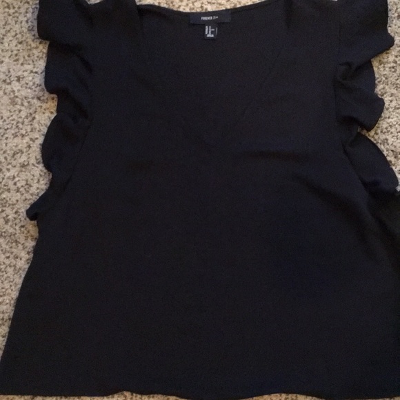 Black ruffle sleeve blouse - Picture 1 of 2